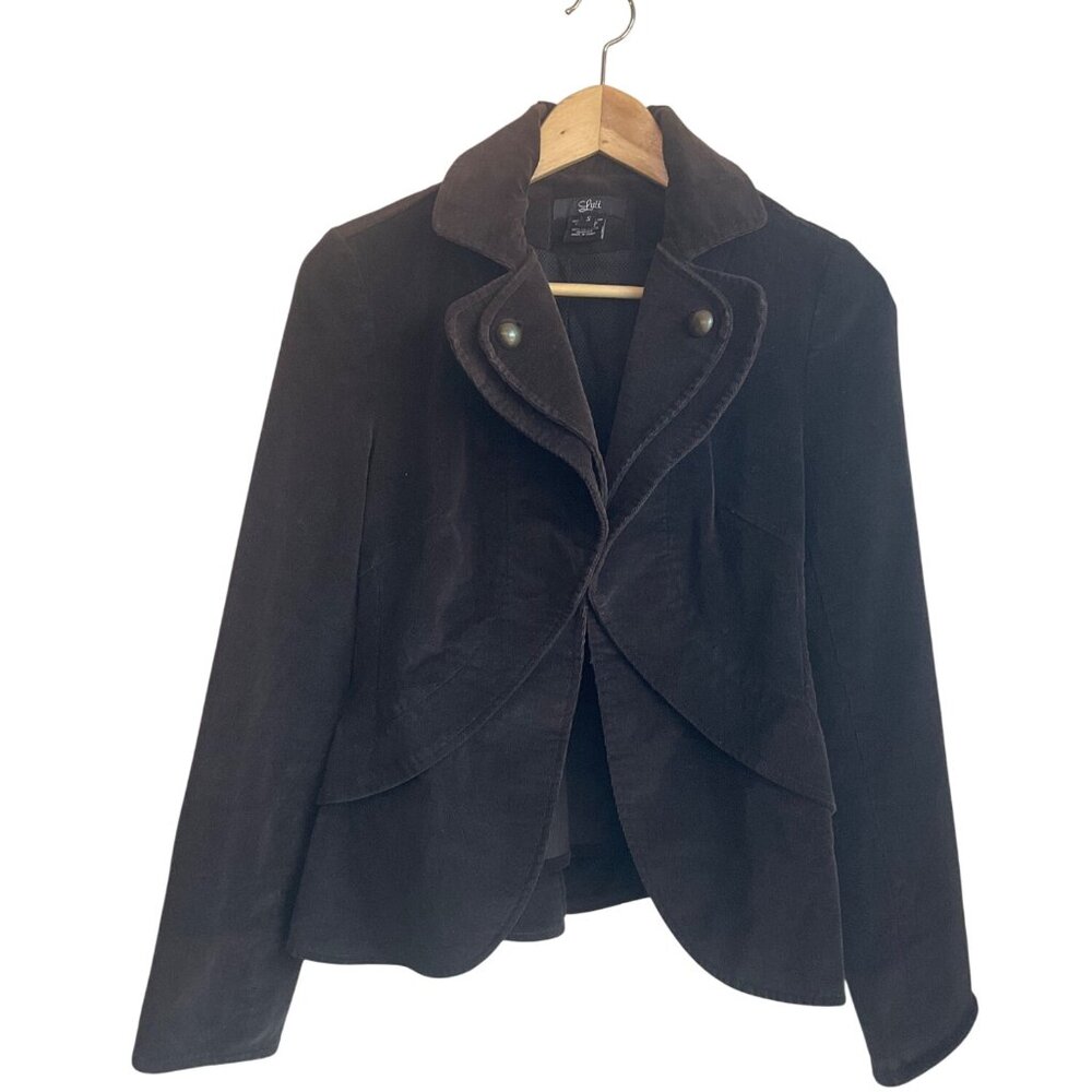 Luii S Chocolate Brown Corduroy Military Style Jacket Y2K Boho Renaissance - Picture 9 of 13